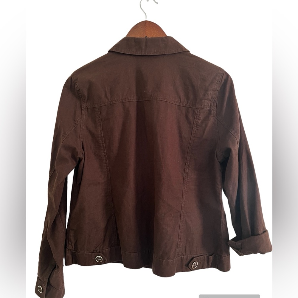 Relativity Lightweight Dark Brown Button Down Lin… - image 2